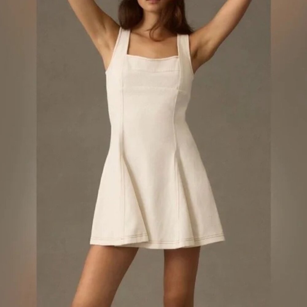 Anthropologie En Saison Sleeveless Square Neck Palisades Cotton Mini Dress